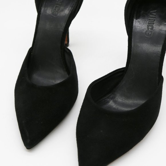 VINCE Suede Celeste D'Orsay Pumps in Black Size 8.5 Pointy Toe Slip On Heel $350 - Picture 9 of 16